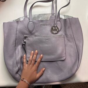 Purple Micheal Kors tote Bag with silver accents in excellent condition